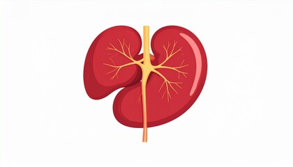 Simple Flat Style Kidney Anatomy with Artery and Vein Illustration