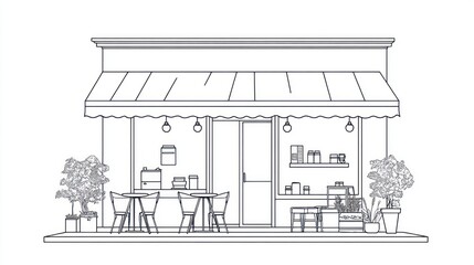 Cafe exterior line drawing