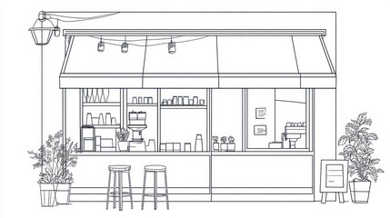Outdoor cafe design sketch