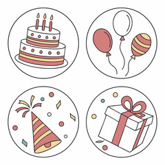 set of birthday cake icons