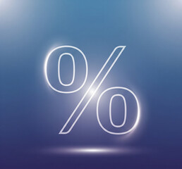 Symbole de pourcentage blanc sur fond bleu
