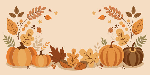 Naklejka premium Thanksgiving, autumn background, thanksgiving day background festive autumn, empty space for text. 