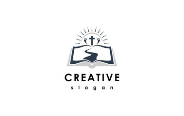 logo for business company church sun book