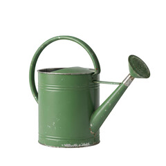 Green watering can isolated on transparent background, garden tool for plants