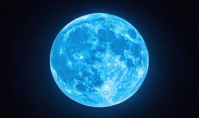 Obraz premium Bright Blue Moon Glows in the Night Sky Over a Serene Landscape During Nighttime Hours