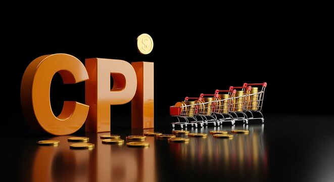 Consumer price index cpi concept with shopping carts filled with coins and scattered coins symbolizing inflation and economic impact