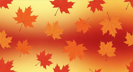 Obraz premium Beautiful Autumn Leaves Falling with Warm Orange and Yellow Background