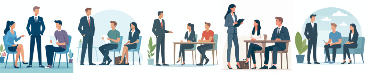 vector of a recruiter giving an explanation of the interview session