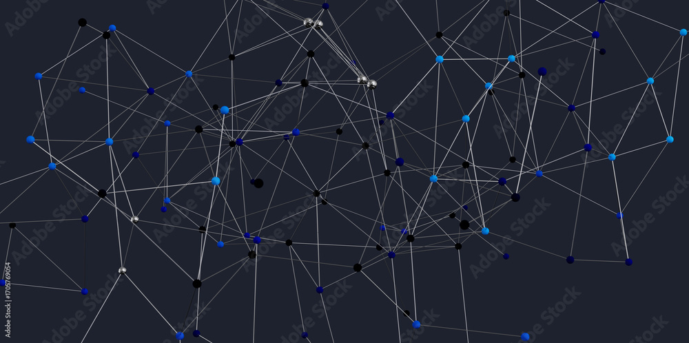 Poster stock photo of an abstract network. nodes and lines represent connections.