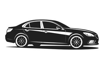 Fototapeta premium Black sports car vector illustration isolated on white background