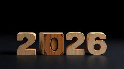Wooden Numbers 2026 Minimalist Studio Design, welcoming 2026 with a minimalist yet joyful aesthetic.