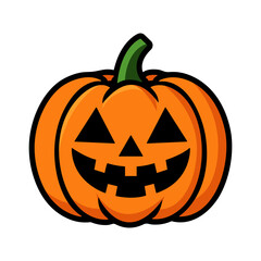 Cute Jack O Lantern Pumpkin Vector Clipart for Halloween, Spooky Fall Autumn Decoration, Smiling Carved Pumpkin Graphic