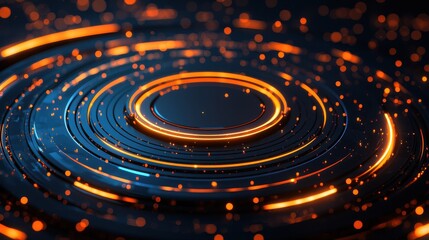 A mesmerizing pattern of glowing orange circles with shimmering particles, creating a dynamic and vibrant visual effect.