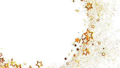 Sparkling gold stars and glitter on white. Perfect for holidays, celebrations, and festive designs.