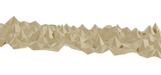 High-resolution stock photo of an abstract beige low-poly mountain range. Ideal for backgrounds, textures, and design projects. Download now!