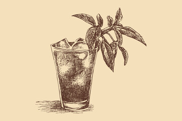 Mojito illustration in a vintage style. This vector illustration can be used in any size you like for advertising, logos, and other work.