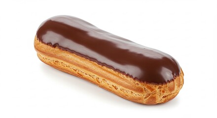 Delicious Chocolate Eclair Pastry on White Background for Dessert Concepts