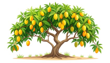 Lush mango tree laden with ripe fruit