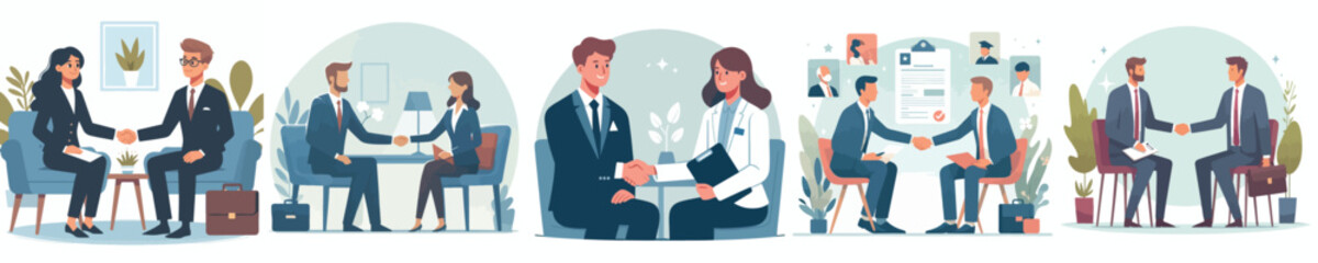 vector of recruiter and job applicant shaking hands