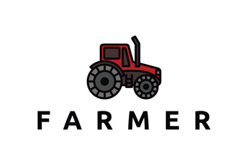 tractor isolated on white background Farmer Tractor Logo Design