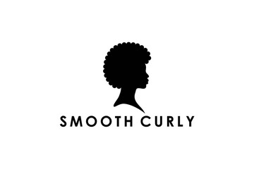 Smooth Curly Woman – Minimal Hair Logo