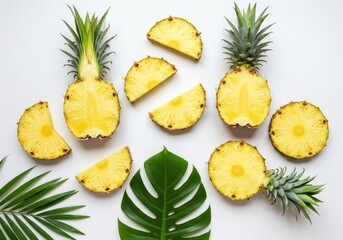 Fresh pineapple slices creating a vibrant tropical background.