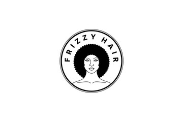 Frizzy Hair Logo – Afro Hairstyle Badge