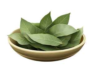 View of some fresh bay leaves in a bowl