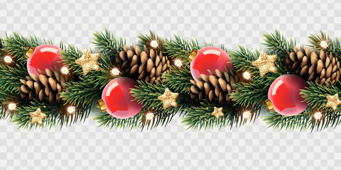Christmas and New Year background with fir trees, isolated.