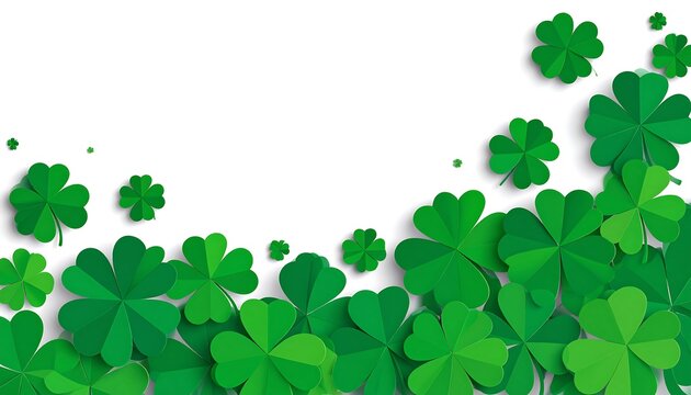Green shamrock pattern on white
