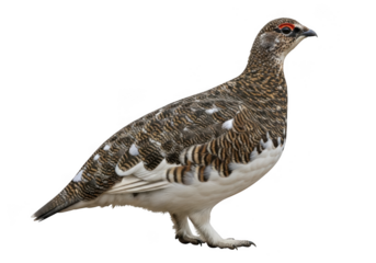 A ptarmigan is standing isolated on transparent background