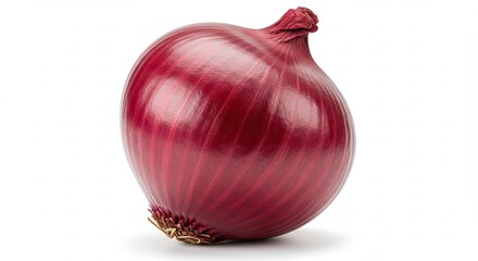 Red Onion Bulb Isolated on White Background - Fresh Vegetable