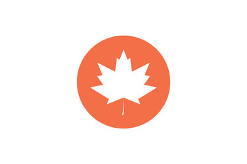 Orange Maple Leaf Icon – Simple Autumn Symbol