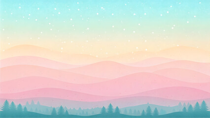 Soft Pastel Wavy Landscape with Silhouette of Pine Trees and Textured Sky mountains hills Full HD 4K Video Download 2025 2026