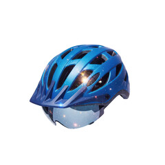 Fototapeta premium Blue bicycle helmet isolated on transparent background for safety and protection