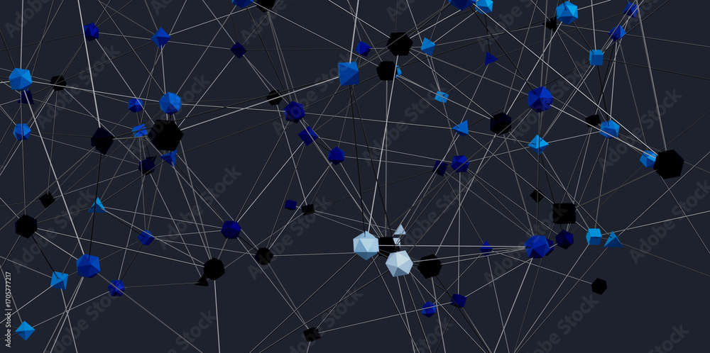 Aufkleber stock photo of abstract network connection with digital nodes. ideal for technology, communication, 