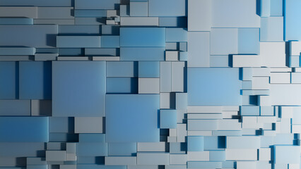 Blue and white blocks background. Abstract background wallpaper. Can be used as a texture or background for design projects, scenes, etc. 