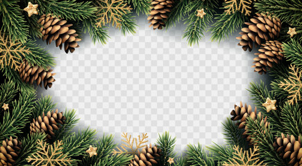 Christmas and New Year background with fir trees, isolated.