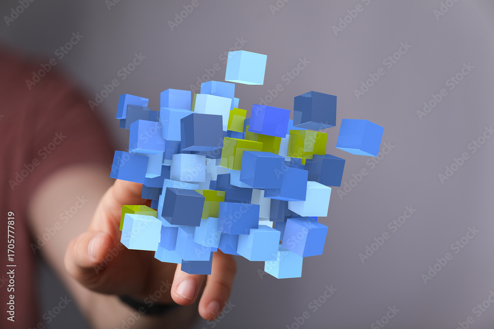 Aufkleber abstract image of data structure, digital technology, innovation, and connection.