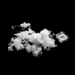 Realistic White Cloud Isolated on Black Background