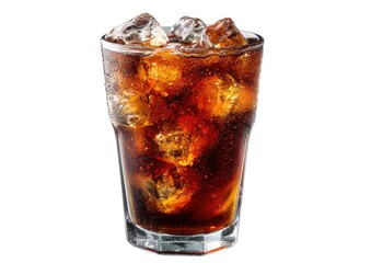 Glass of cola with ice cubes