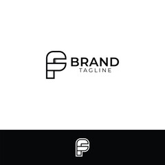 Letters FC or PC Monogram with white and black background.