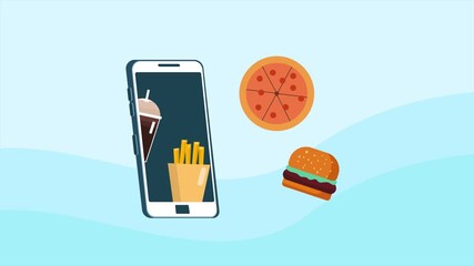 Tech meets food concept. Full length animation illustration. High quality 4k footage - Powered by Adobe