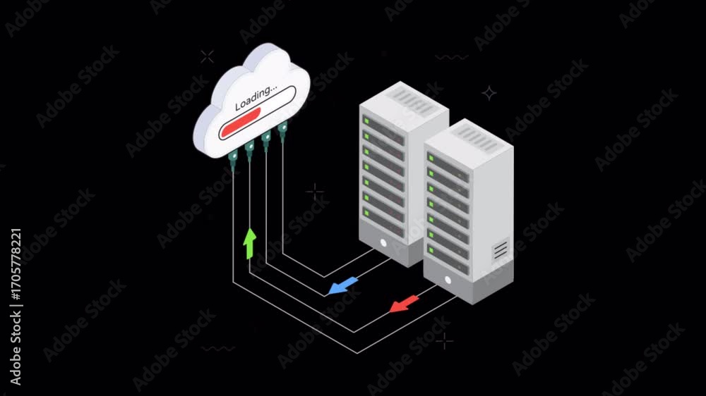 Poster team collaboration via cloud database isometric animation alpha channel