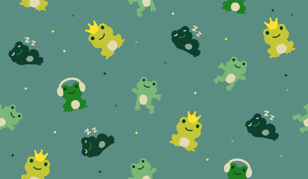 Cutest frog pattern background vector design
