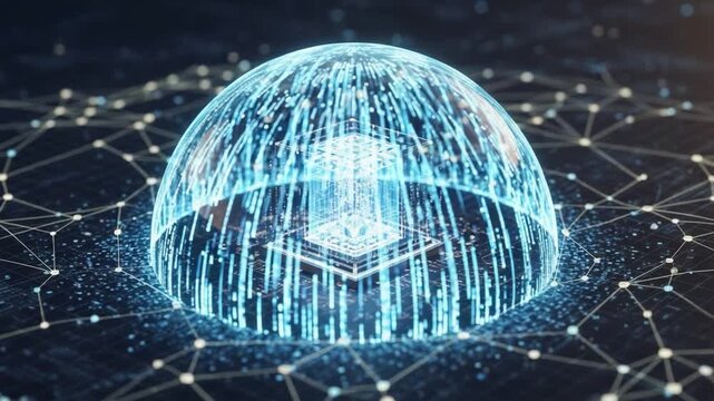 Advanced Data Visualization of a Secure Digital Fortress: Exploring a Networked Sphere Protecting Information with Dynamic Binary Code Representations