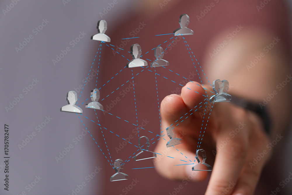 Poster visual representation of global networking, teamwork, and collaboration. ideal for business and tech