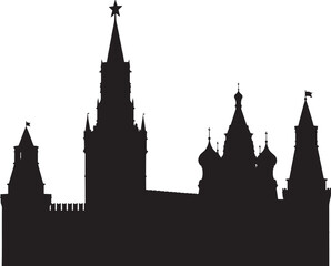 Obraz premium Moscow Kremlin Saint Basil's Cathedral silhouette for vector stock