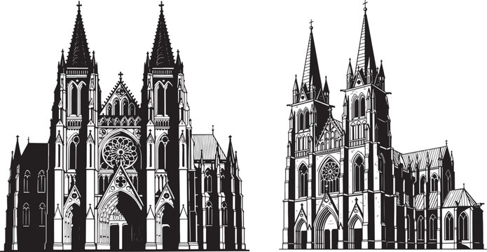 Gothic cathedrals silhouette for vector stock