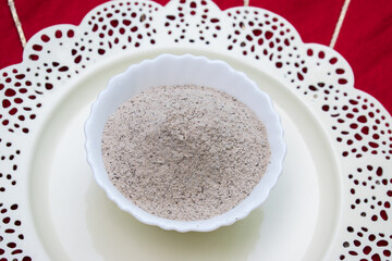 Buckwheat flour or kuttu ka aata in a white bowl